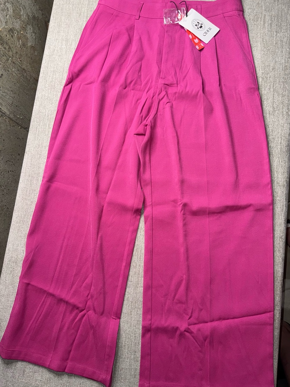 NWT CIDER Women’s Large Hot Pink High Waist Wide Leg Pleated Pants